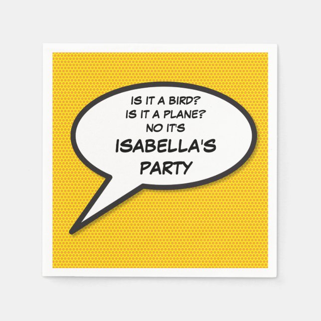 Your Message Speech Bubble Fun Retro Comic Book Paper Napkins (Front)