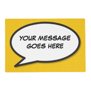 Your Message Speech Bubble Fun Retro Comic Book Placemat