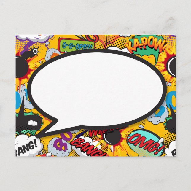 Your Message Speech Bubble Fun Retro Comic Book Postcard (Front)