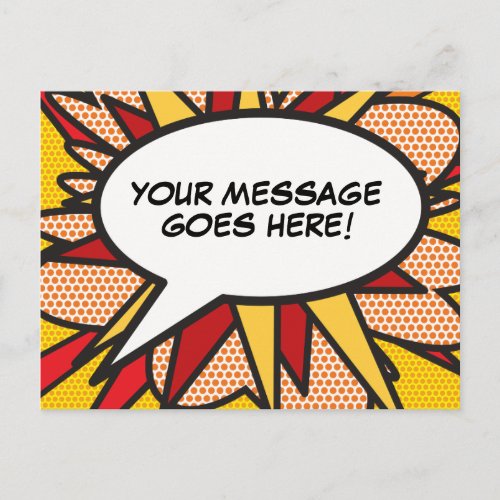 Your Message Speech Bubble Fun Retro Comic Book Postcard