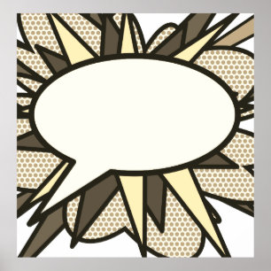 Your Message Speech Bubble Fun Retro Comic Book Poster