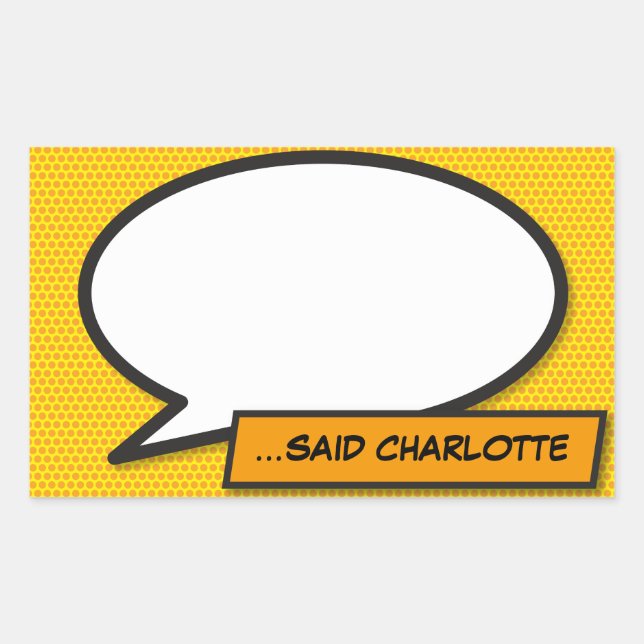 Your Message Speech Bubble Fun Retro Comic Book Rectangular Sticker (Front)