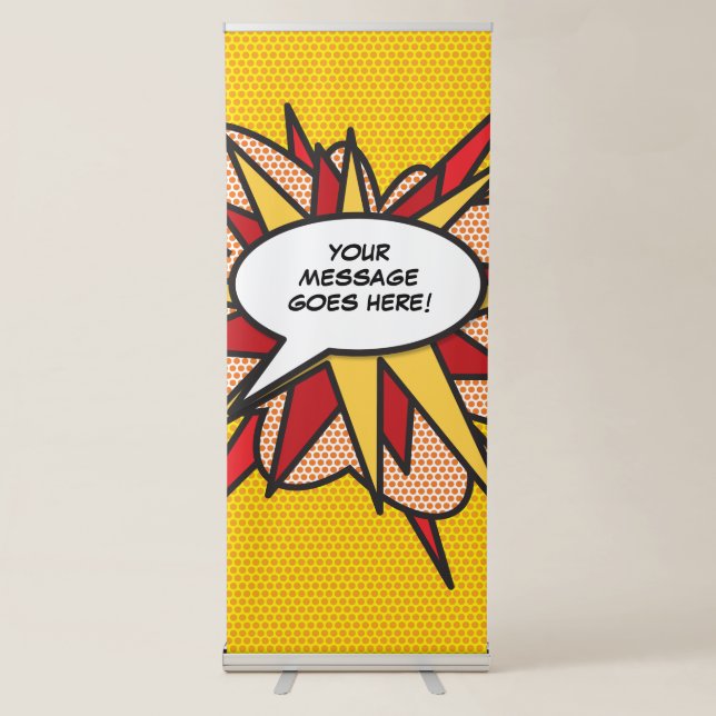 Your Message Speech Bubble Fun Retro Comic Book Retractable Banner (Front)