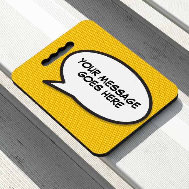 Your Message Speech Bubble Fun Retro Comic Book Seat Cushion (In Situ)