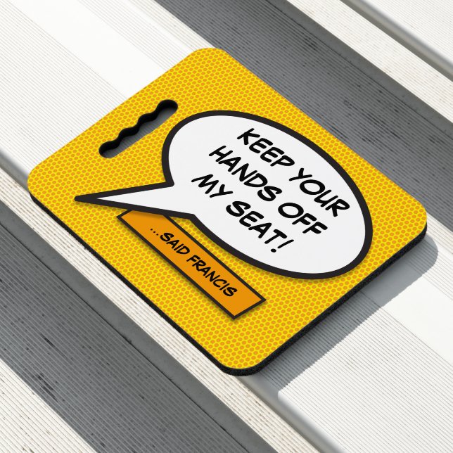 Your Message Speech Bubble Fun Retro Comic Book Seat Cushion (In Situ)