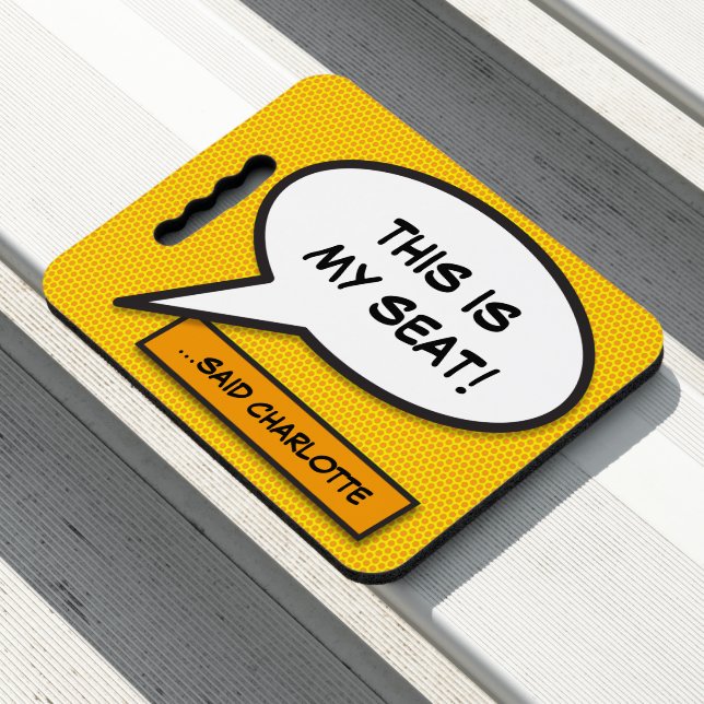 Your Message Speech Bubble Fun Retro Comic Book Seat Cushion (In Situ)