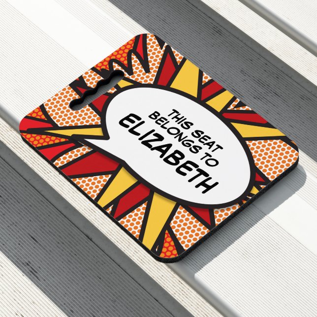 Your Message Speech Bubble Fun Retro Comic Book Seat Cushion (In Situ)