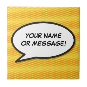 Your Message Speech Bubble Fun Retro Comic Book Tile