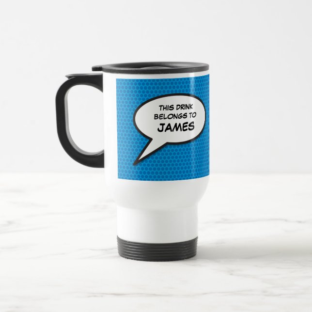 Your Message Speech Bubble Fun Retro Comic Book Travel Mug (Left)