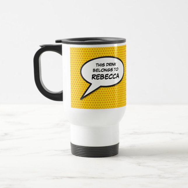 Your Message Speech Bubble Fun Retro Comic Book Travel Mug (Left)