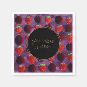 Your Message Strawberries and Plums Red Fruit Napkins