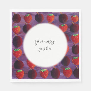 Your Message Strawberries and Plums Red Fruit Napkins