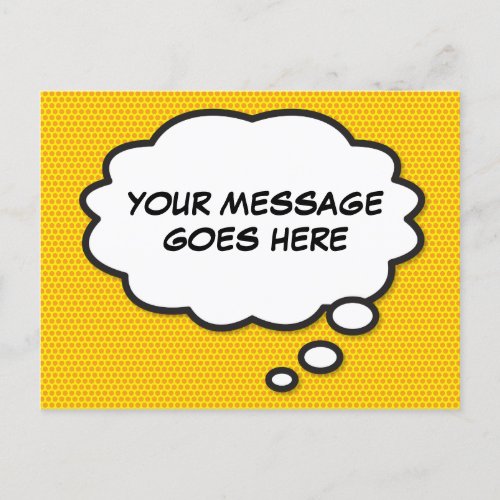 Your Message Think Bubble Fun Retro Comic Book Announcement Postcard