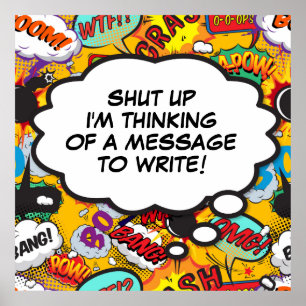 Your Message Think Bubble Fun Retro Comic Book Poster
