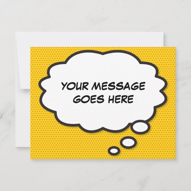 Your Message Thought Bubble Fun Comic Book Note Card (Front)