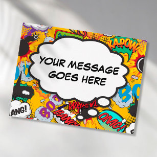 Your Message Thought Bubble Fun Retro Comic Book Postcard