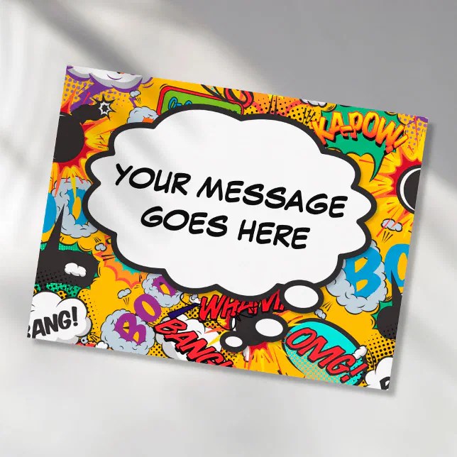 Your Message Thought Bubble Fun Retro Comic Book Postcard | Zazzle