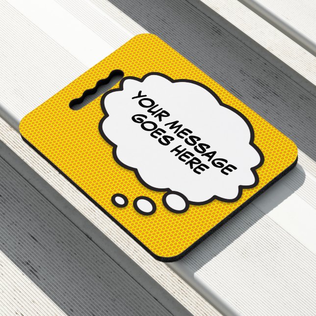 Your Message Thought Bubble Fun Retro Comic Book Seat Cushion (In Situ)