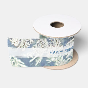 Your Message Winter Frost Abstract Photo - Bokeh Satin Ribbon