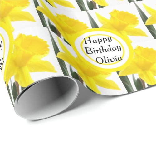 Your Message with Yellow Narcissus Daffodil Wrapping Paper
