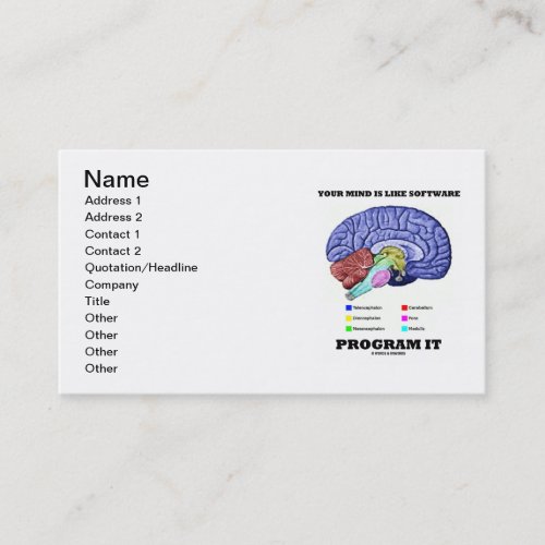 Your Mind Is Like Software Program It Brain Business Card