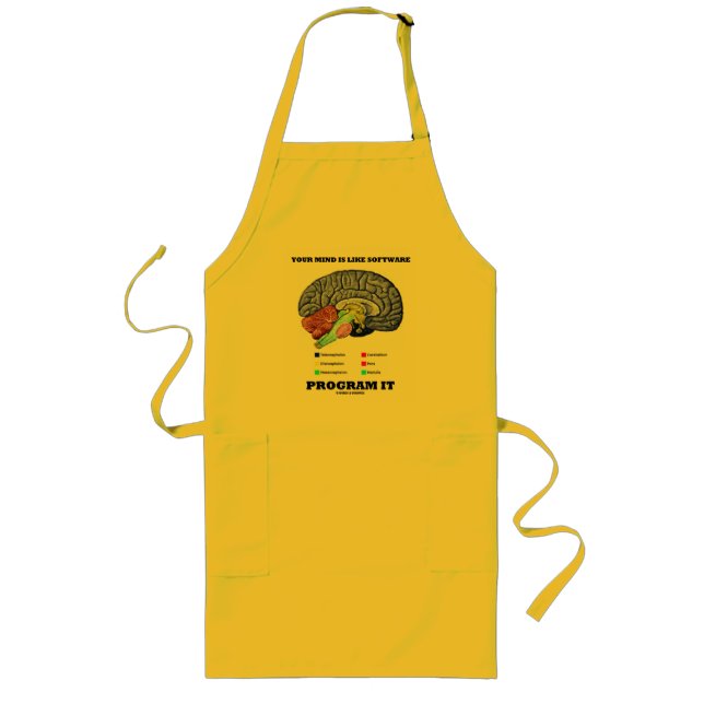 Your Mind Is Like Software Program It (Brain) Long Apron (Front)