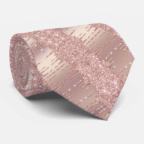 Your Modern Neck Tie Rose Blush Glitter Drips