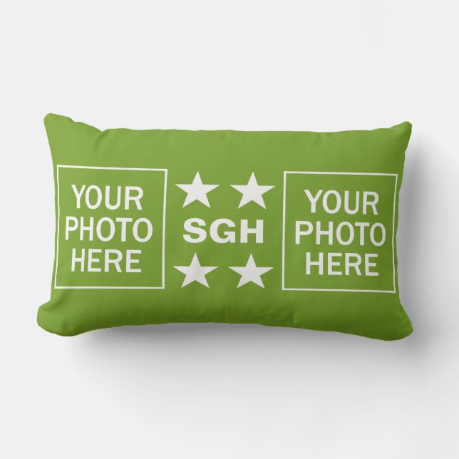 Your Monogram & 2 Photos custom throw pillow (Front)