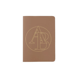 Your monogram "A&B" on "iced coffee" background Passport Holder