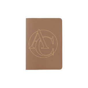 Your monogram "A&C" on "iced coffee" background Passport Holder