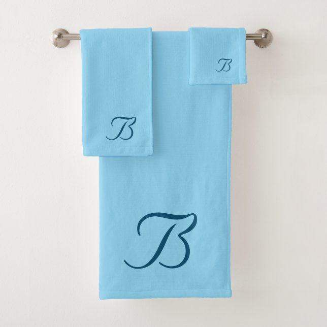 Your Monogram B Light Blue  Bath Towel Set (Insitu)