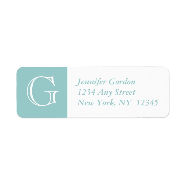 Your Monogram, Blue White Return Address Label (Front)