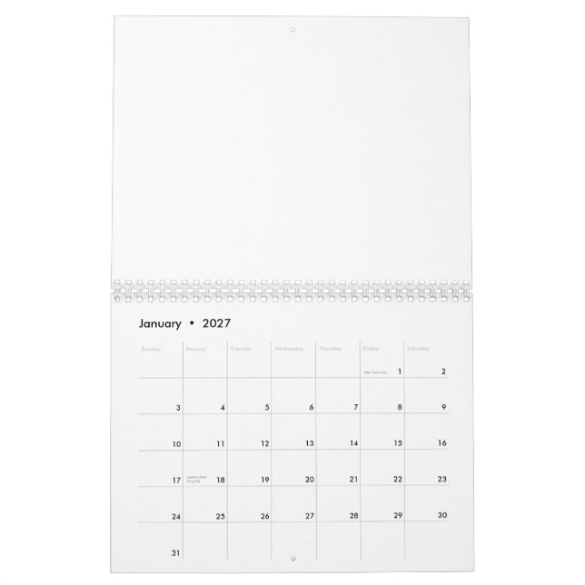 Your Monogram, Dark Purple Damask Pattern 2 Calendar (Jan 2027)
