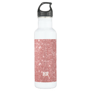 YOUR MONOGRAM Elegant Chic Faux Glitter Rose Gold Water Bottle