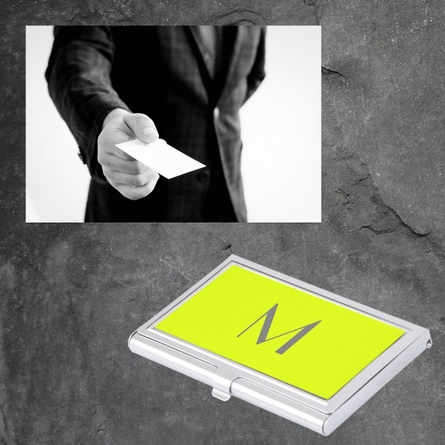 your  monogram - fluorescent yellow business card case (Creator Uploaded)