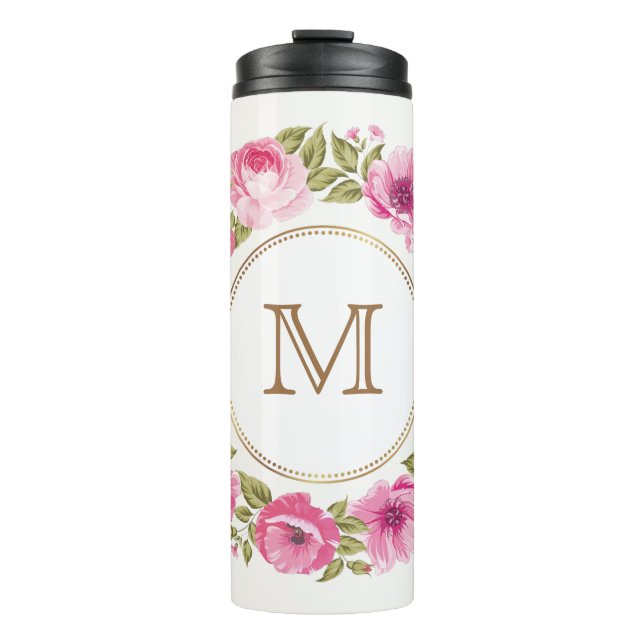 Your Monogram in a Flower Frame custom tumbler (Front)