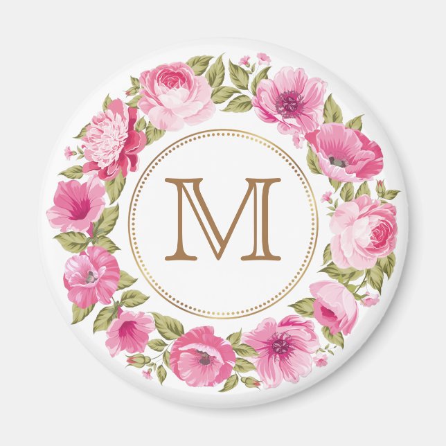 Your Monogram in a Flower Frame magnet (Front)