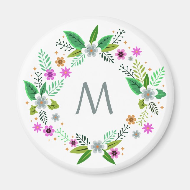 Your Monogram in a Flower Frame magnet (Front)
