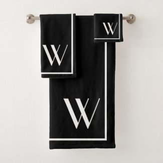 Your monogram in black&white bath towel set