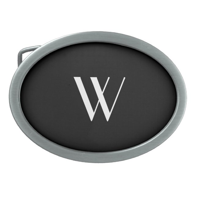 Your monogram in black&white   belt buckle (Front)