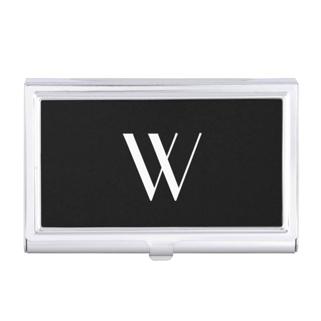 Your monogram in black&white   business card case (Front)
