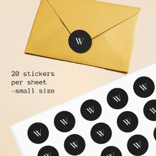 Your monogram in black&white classic round sticker
