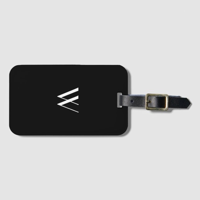 Your monogram in black&white    luggage tag (Front Horizontal)