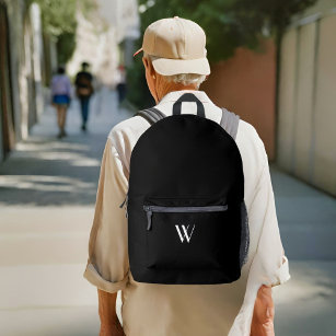 Your monogram in black&white    printed backpack