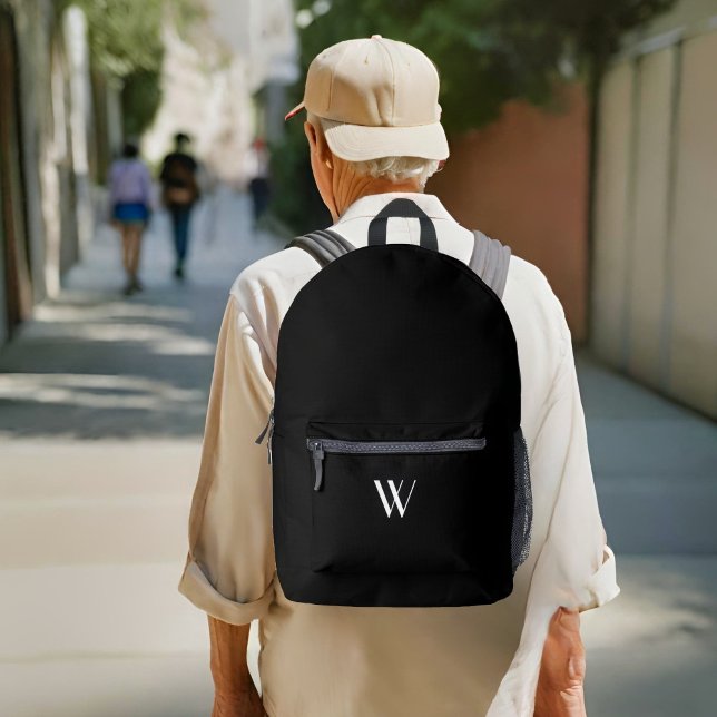 Your monogram in black&white    printed backpack (Creator Uploaded)