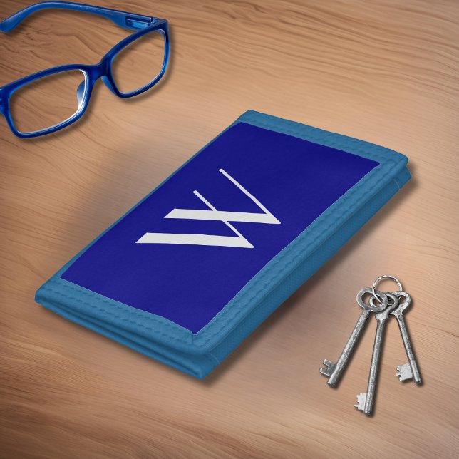 Your monogram in blue &white   trifold wallet (Creator Uploaded)