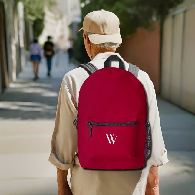 Your monogram in burgundy printed backpack (Creator Uploaded)