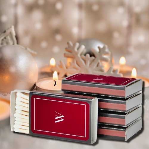 Your monogram in burgundywhite   matchboxes