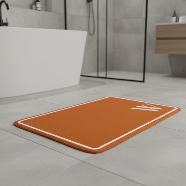 Your monogram in burnt orange  bath mat (Creator Uploaded)