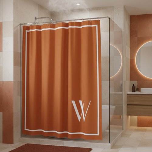 Your monogram in burnt orange   shower curtain